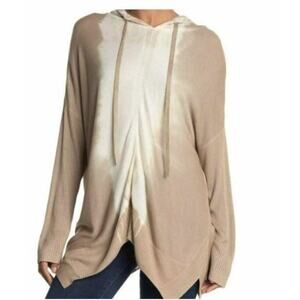 Stitchdrop‎ Women's Pullover SharkBite Hem Tunic Hoodie in Driftwood Medium $92